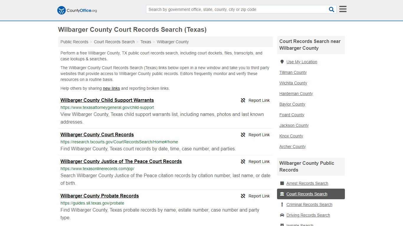 Wilbarger County Court Records Search (Texas) - County Office