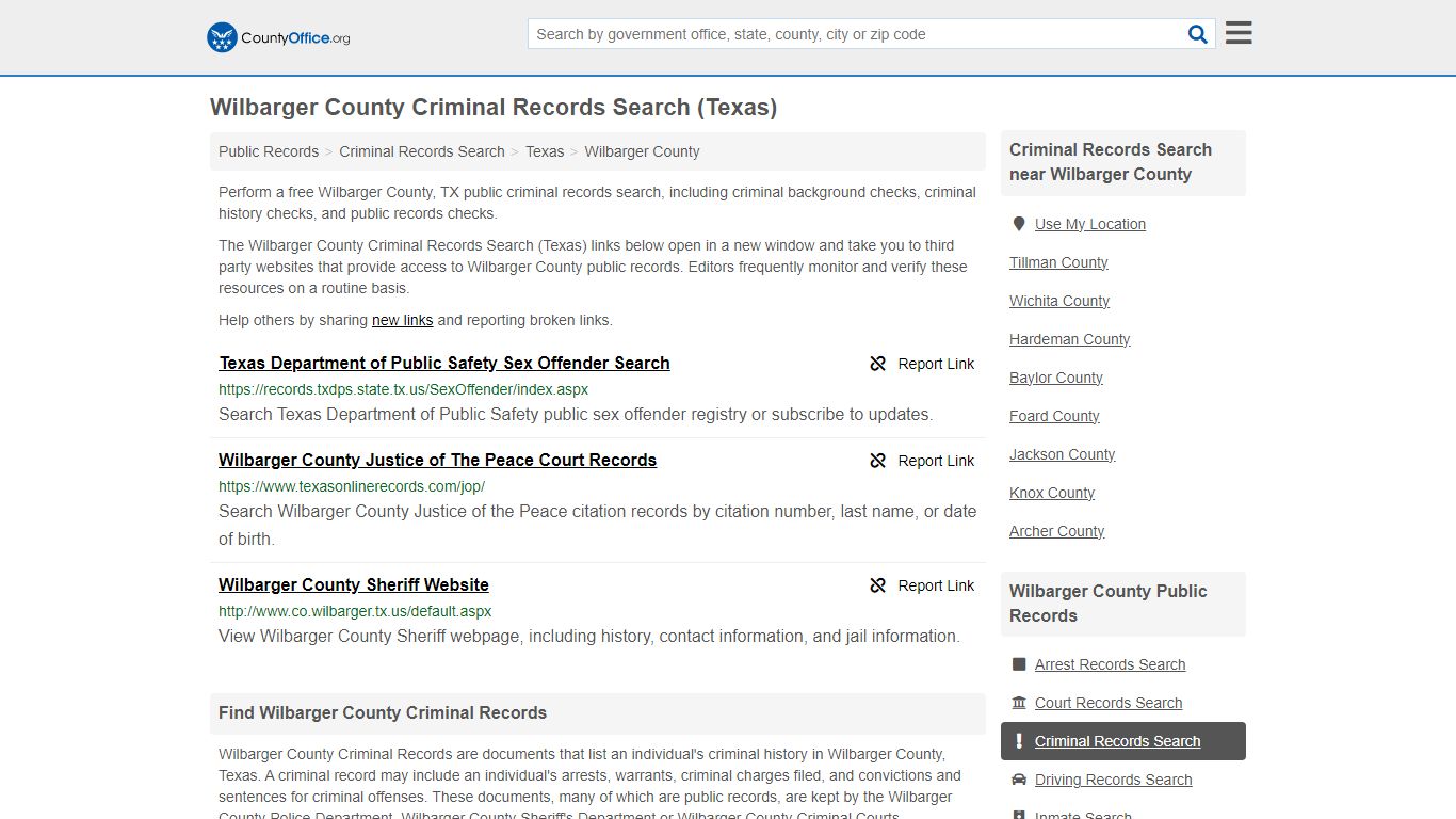 Wilbarger County Criminal Records Search (Texas)