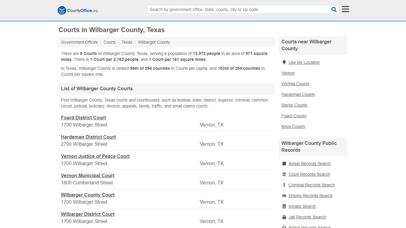 Courts - Wilbarger County, TX (Court Records & Calendars)
