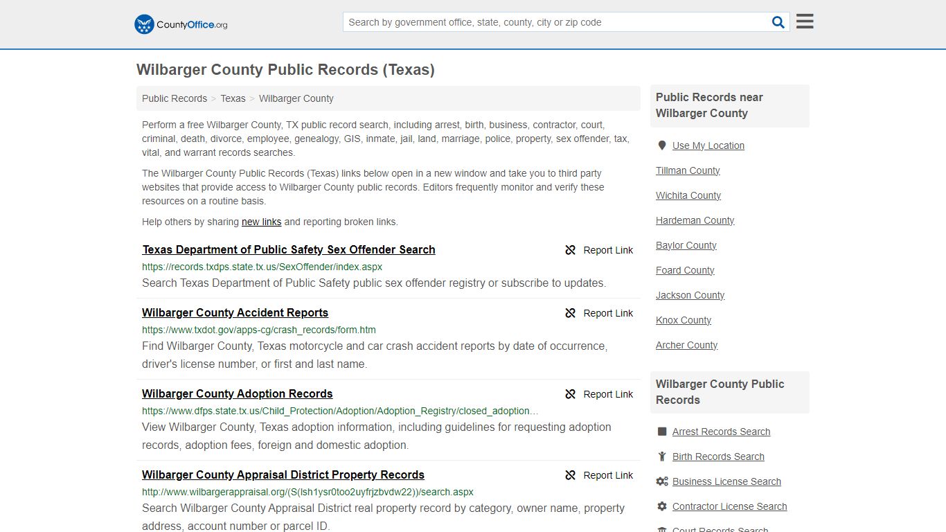 Public Records - Wilbarger County, TX (Business, Criminal, GIS ...